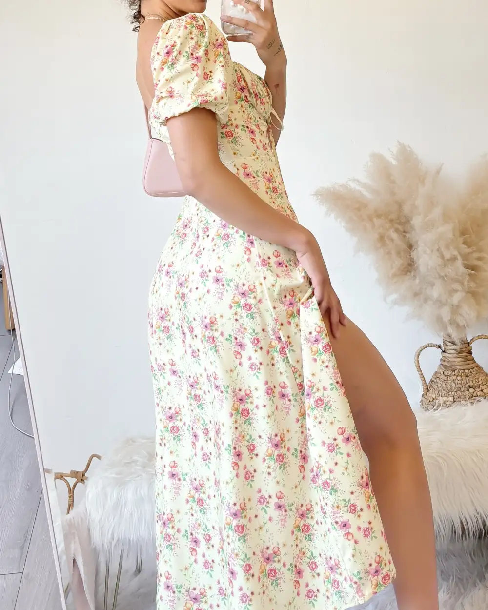 VENICE FLORAL PUFF SLEEVE DRESS (BABY SAGE)