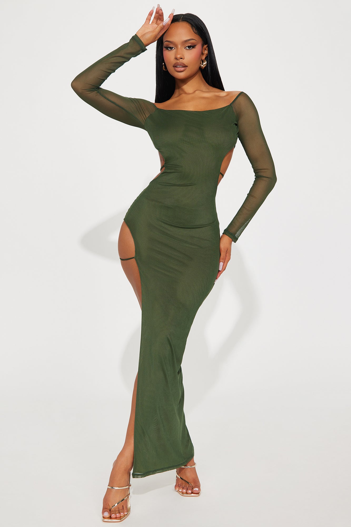 Easy Breezy Mesh Maxi Dress - Olive