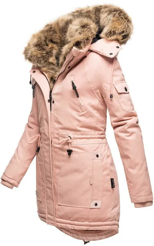 Warm ladies winter parka long jacket green