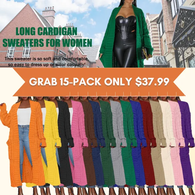 Women's Long Cardigan 2025 Oversized Coat Long Sleeve Open Cardigan Knitted Extra