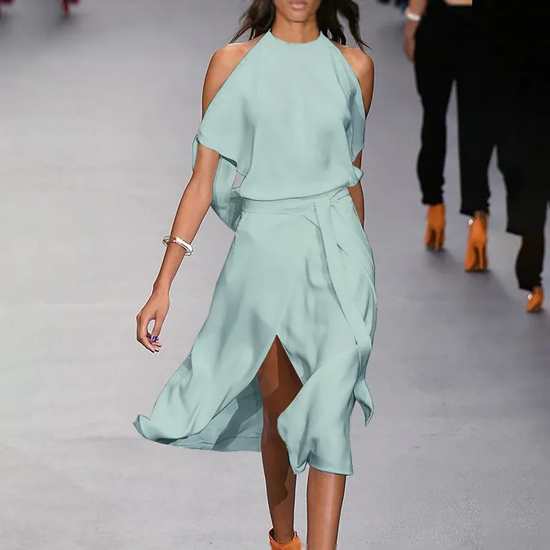 Fashion Solid Color Strapless Dress