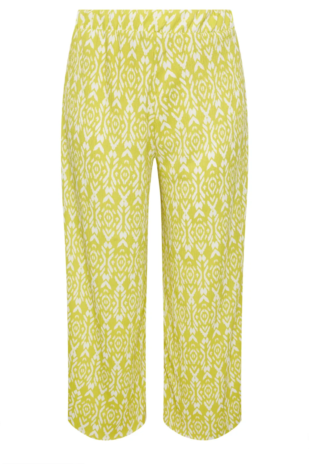 YOURS Curve Blue Abstract Print Textured Wide Leg Trousers