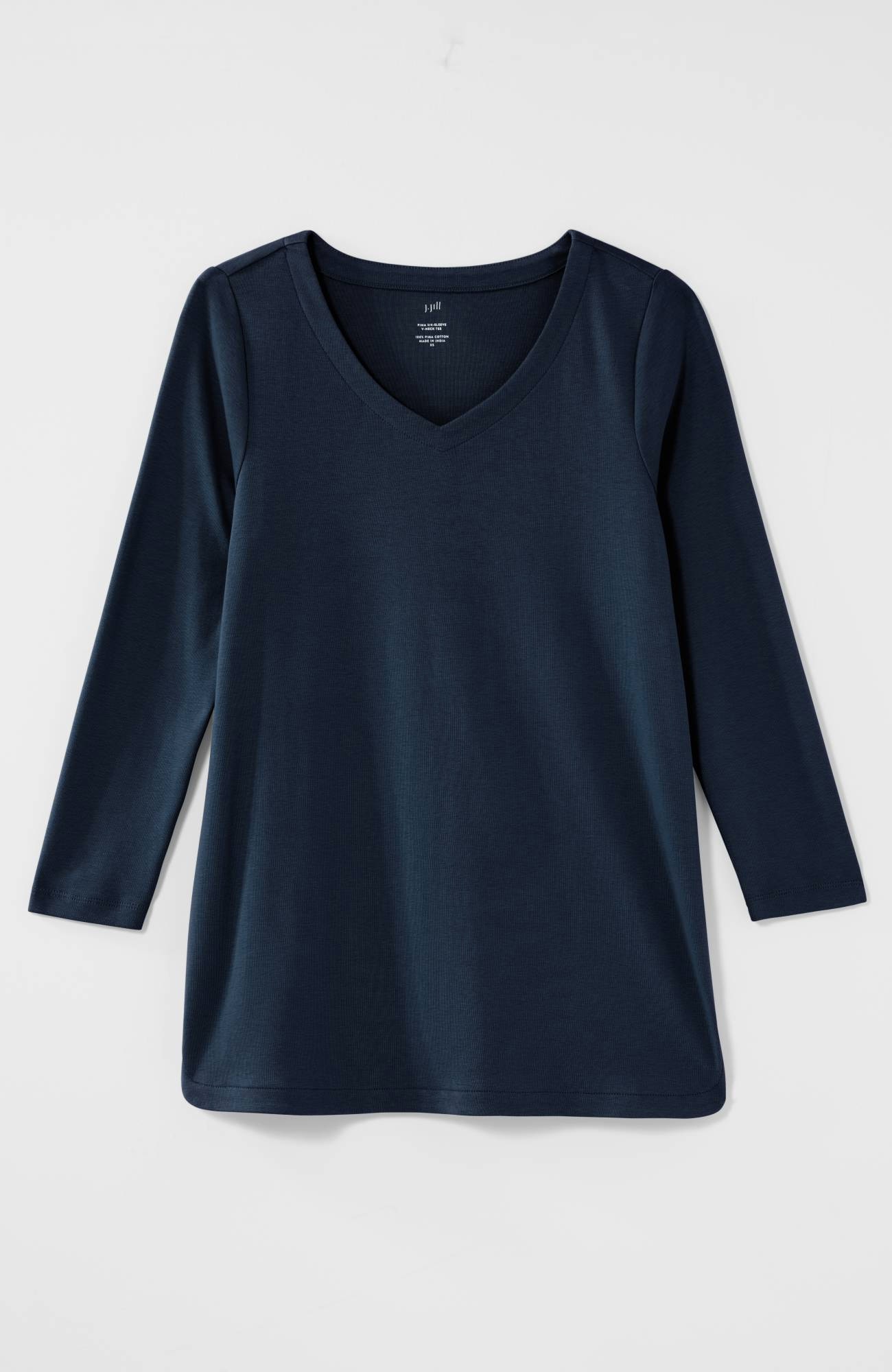 pima 3/4-sleeve v-neck tee