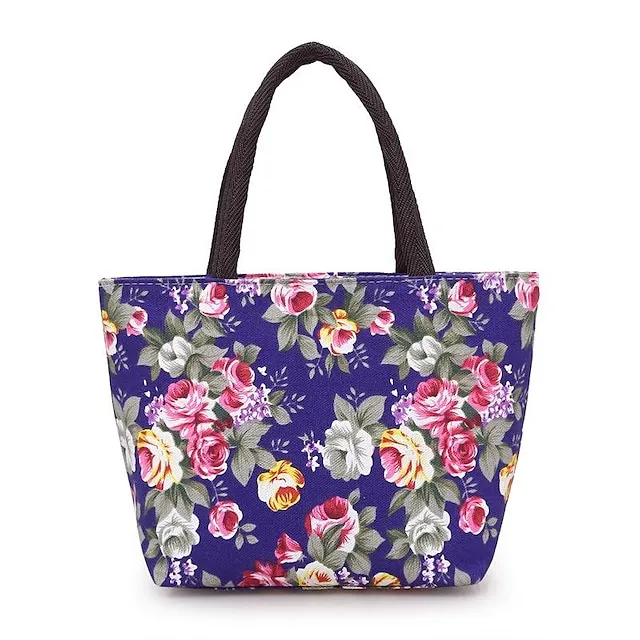 Women's Handbag Nylon Outdoor Daily Zipper Large Capacity Breathable Lightweight Flower Black Red Blue