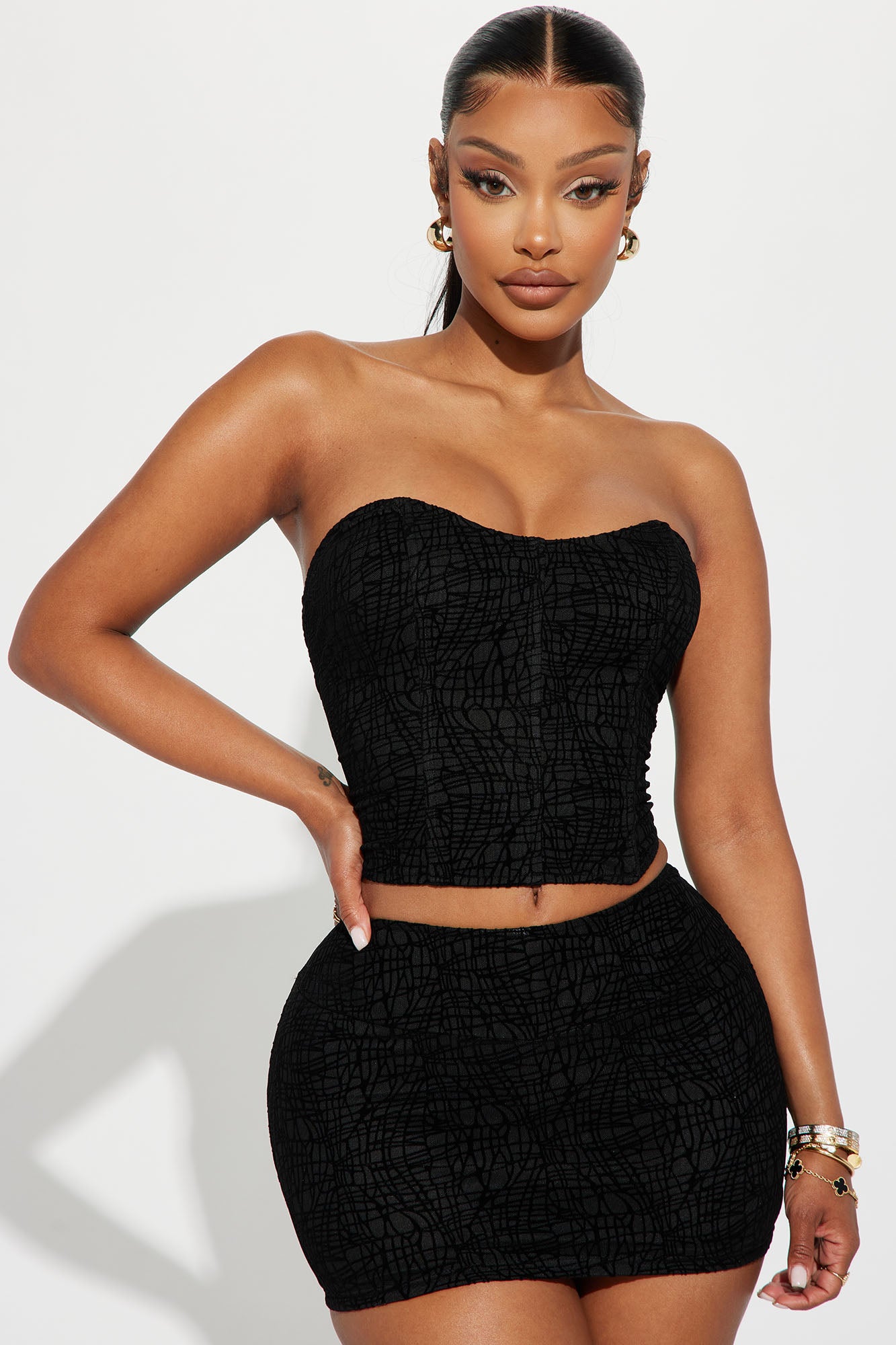 Heading To The Club Skirt Set  - Black