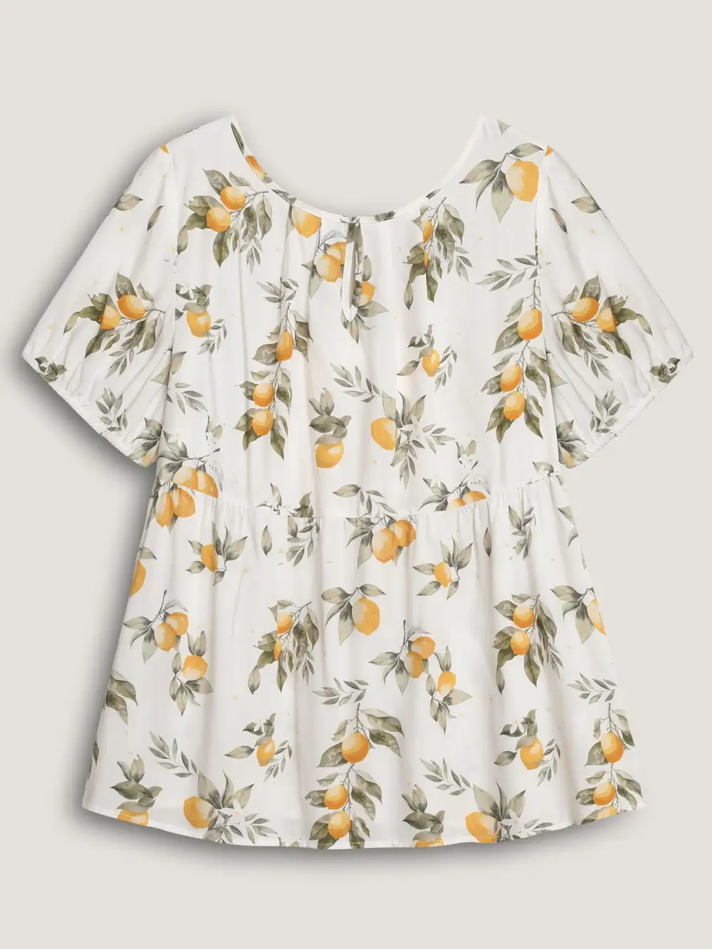 Citrus Print Bow Backless Blouse