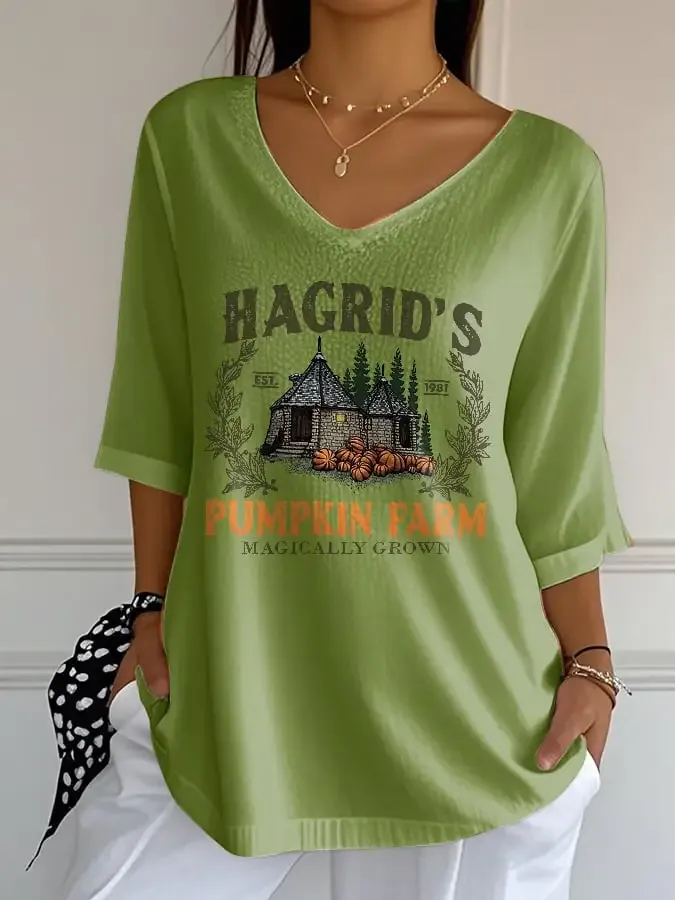 Womens Heiger Pumpkin Farm Fall Season T-Shirt