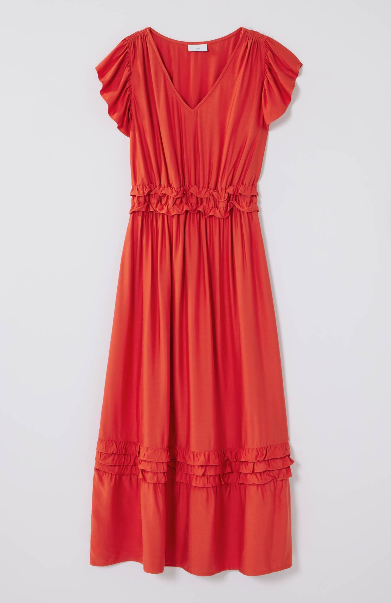 Elevated Ruffle-Trimmed Midi Dress