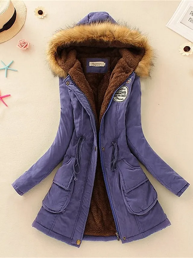 Women's Winter Coat Fleece Lined Parka Thermal Warm Windproof Puffer Jacket with Pocket Hooded Heated Jacket Fall Outerwear Drawstring Outdoor Street Fashion Casual Outerwear