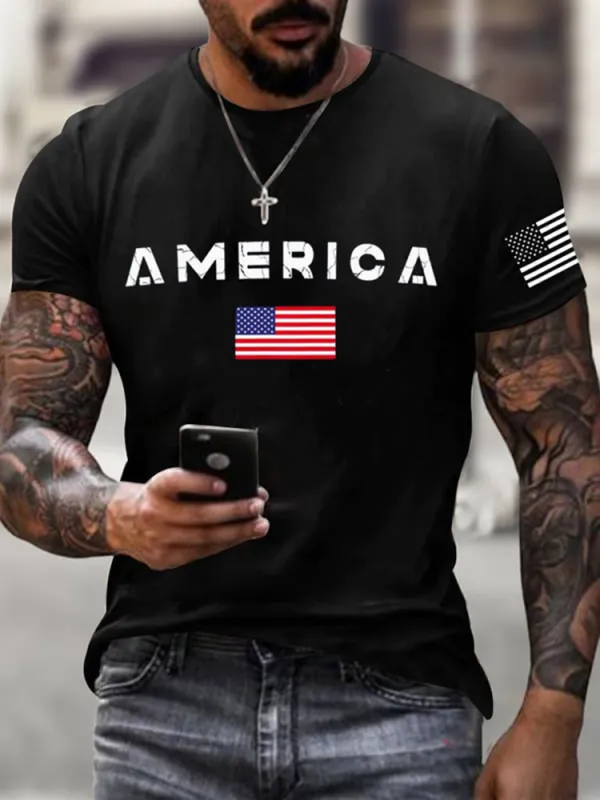 Men'S Short-Sleeved T-Shirt With American Prints
