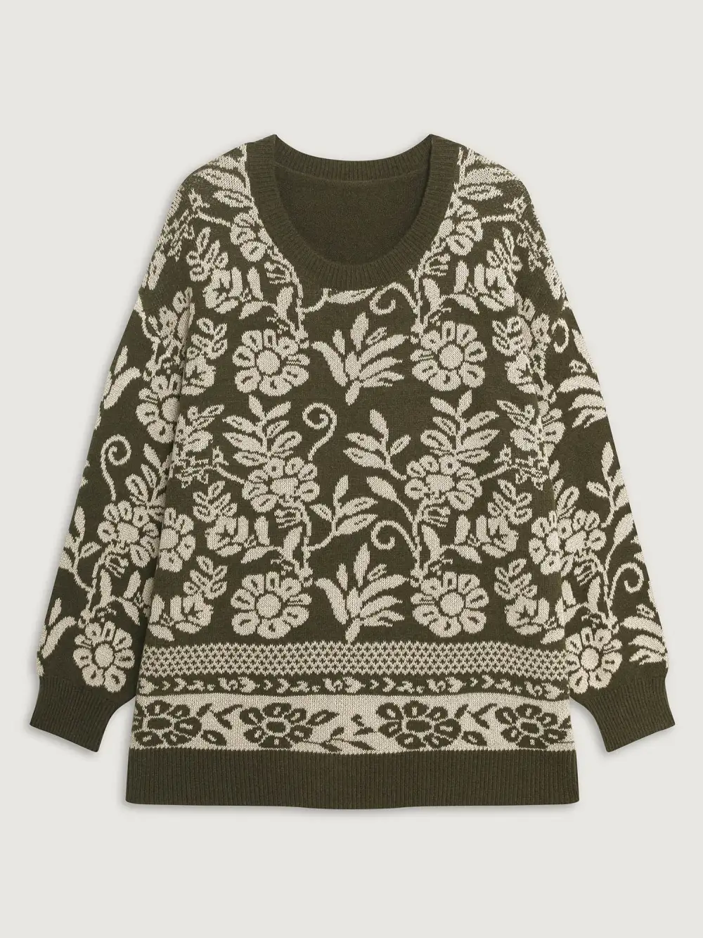 Retro Floral Jacquard Lantern Sleeve Cardigan