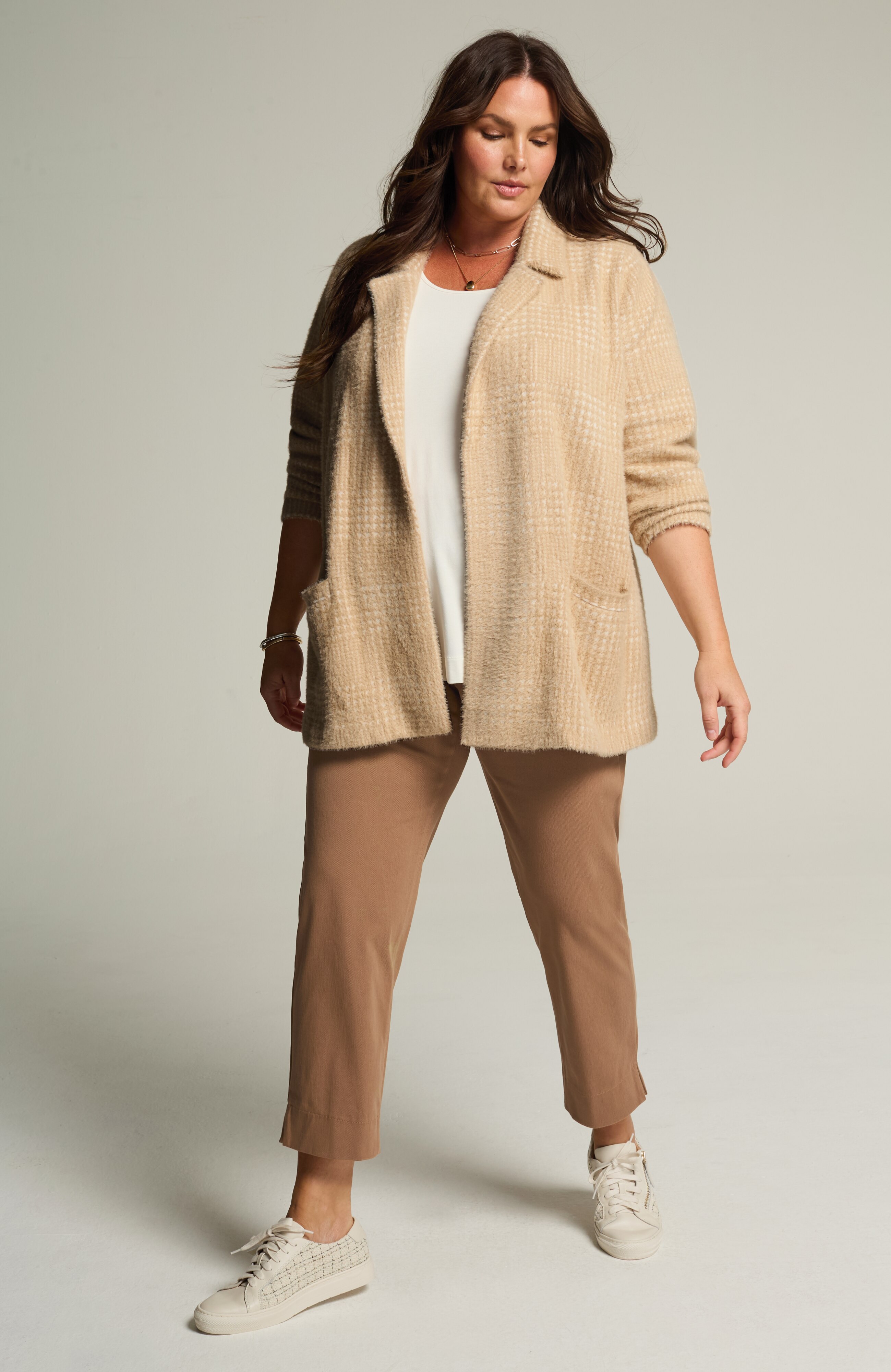 Wearever Luxe Soft Plaid Sweater-Jacket