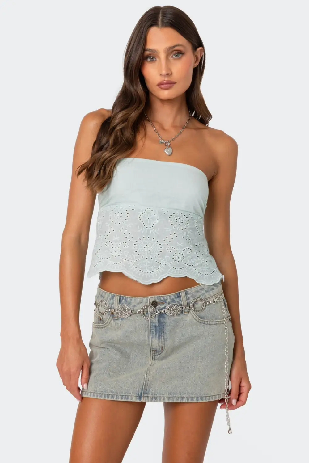 Scalloped Eyelet Tube Top33