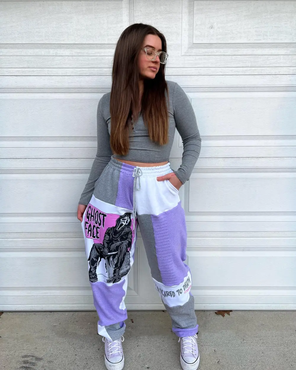 Purple sweatpants how perfect and cozy piece for your Halloween day