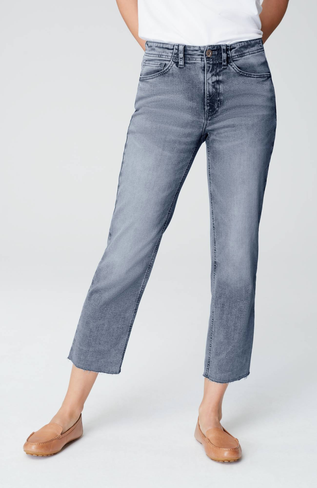 High-Rise Fringe-Hem Crops
