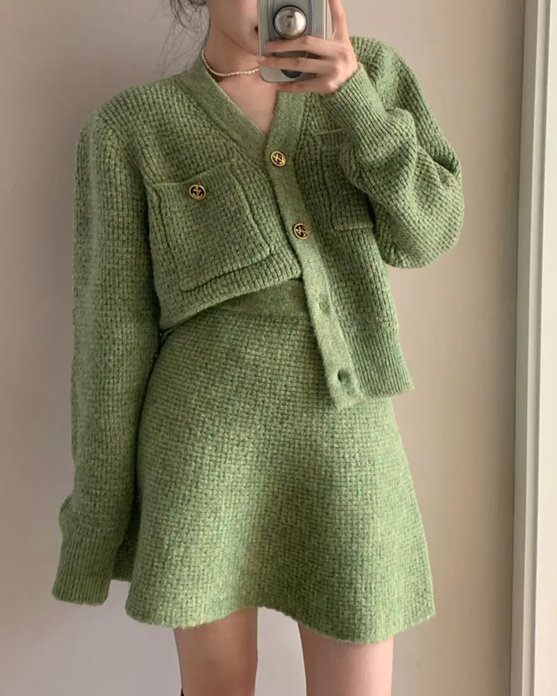 Celebrity style loose V-neck two-piece set