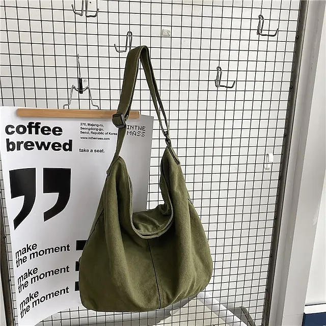 Women's Crossbody Bag Shoulder Bag Canvas Tote Bag Canvas Daily Holiday Zipper Large Capacity Waterproof Breathable Solid Color Balck White Red