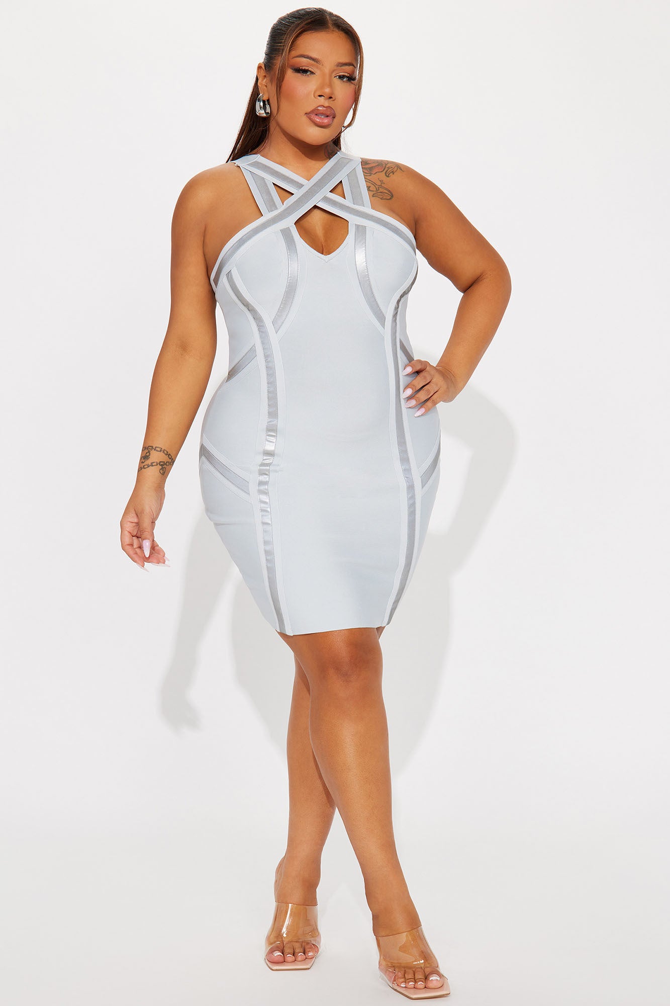 Gemini Reflective Mini Dress - Grey