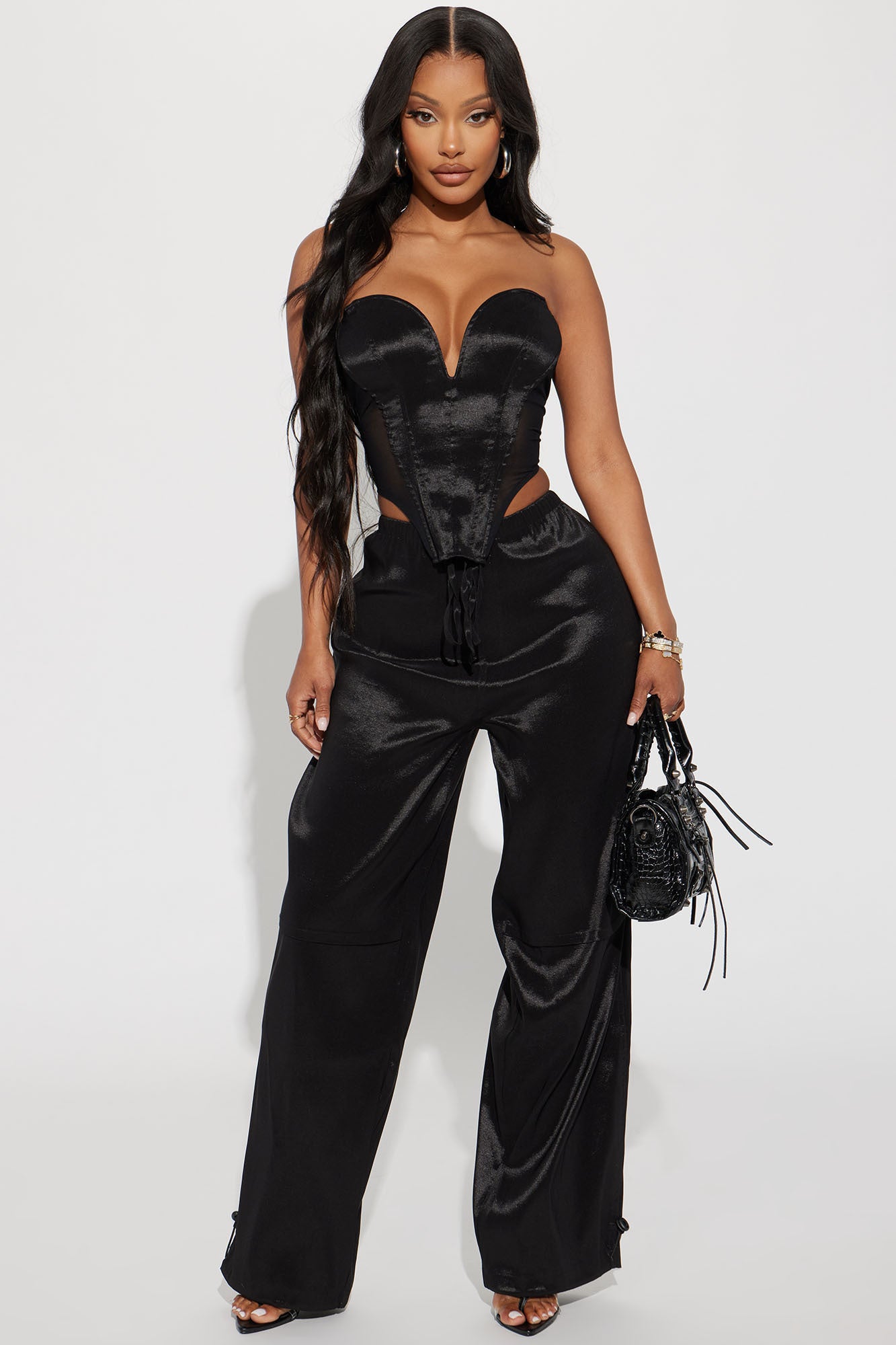Not Letting Go Pant Set  - Black