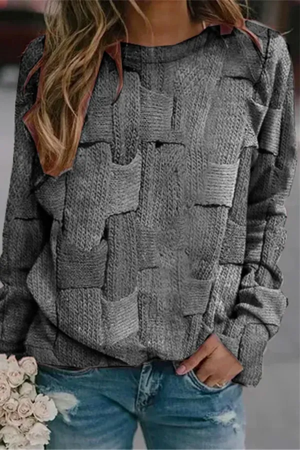 Colorblock Long Sleeve Crew Neck Top