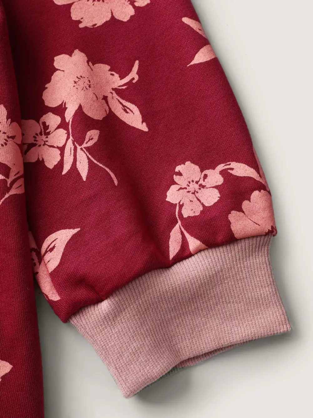 Floral Print Contrast Pockets Hoodie