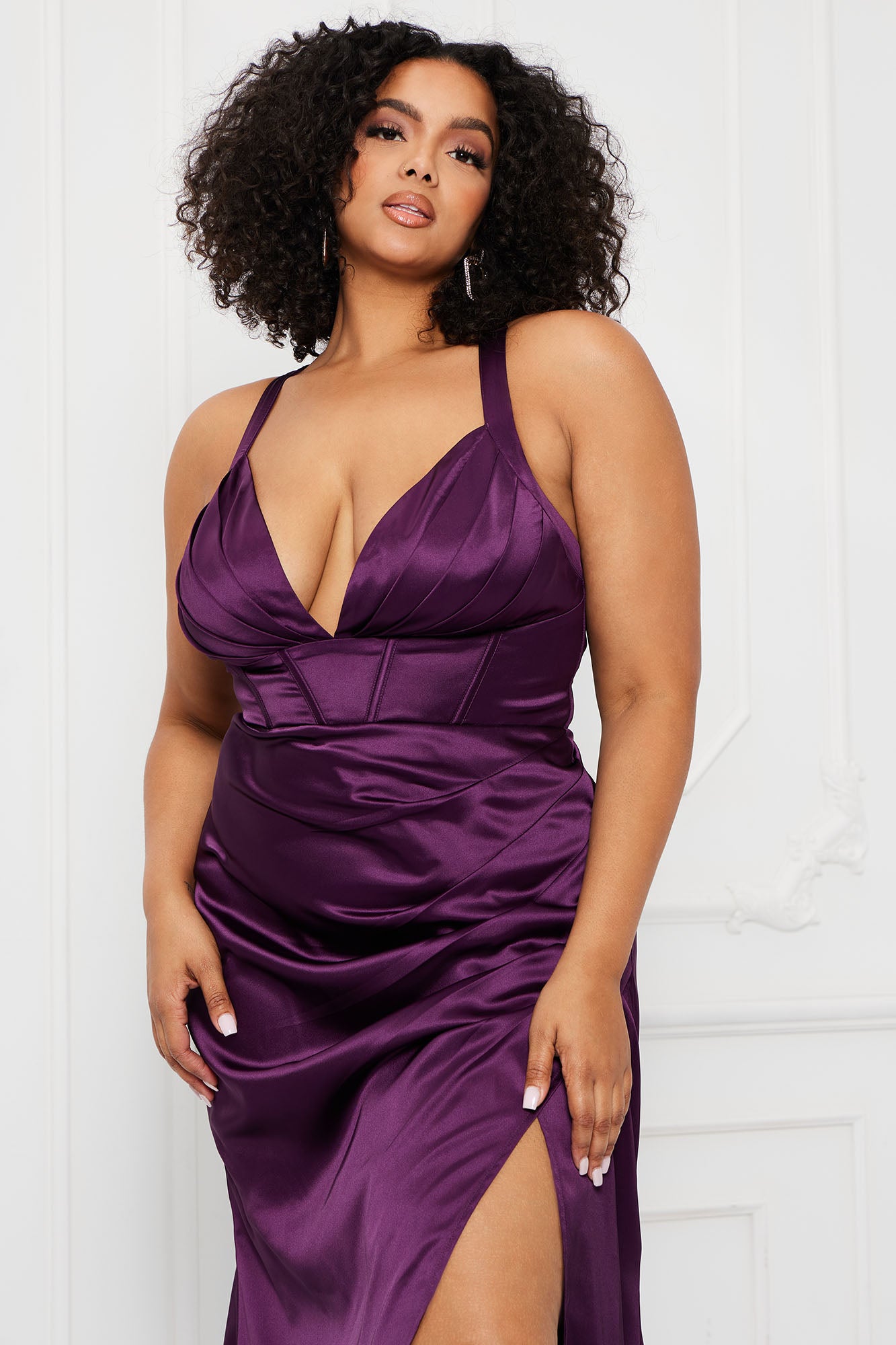 Meet On Dancefloor Satin Maxi Dress - Purple