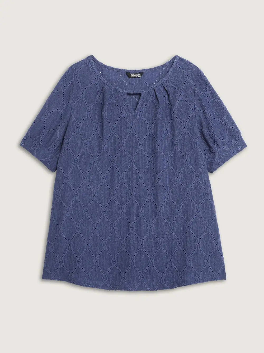 Textured Cut-Out Neckline T-Shirt