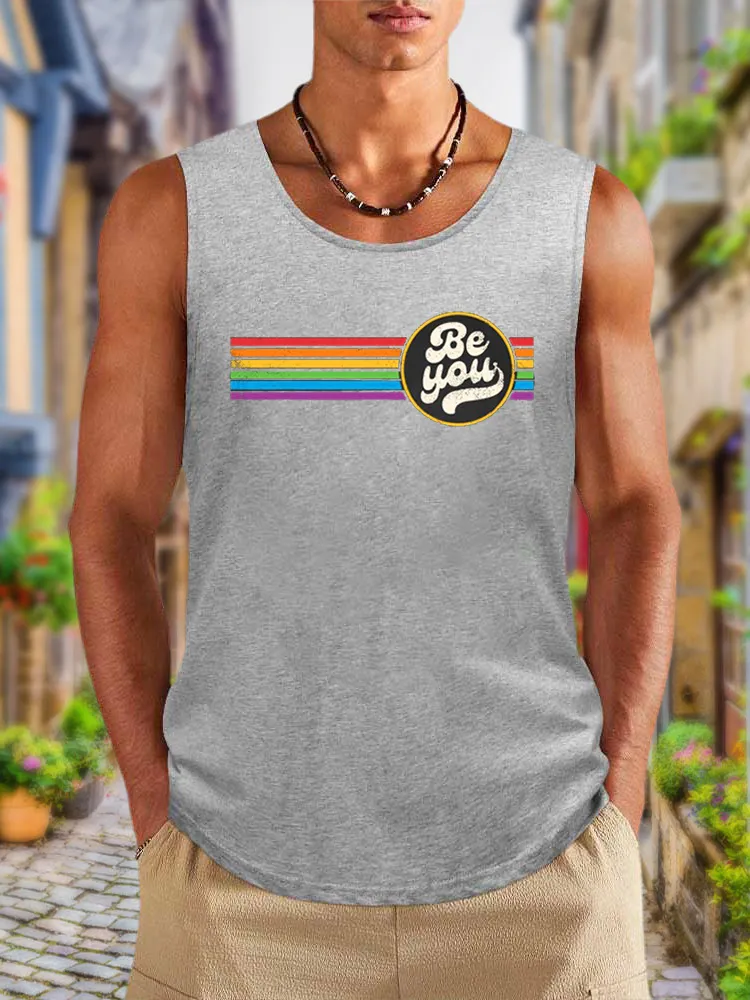 Men'S LGBTQ Be Kind Gay Pride LGBT Ally Rainbow Flag Retro Vintage Vests