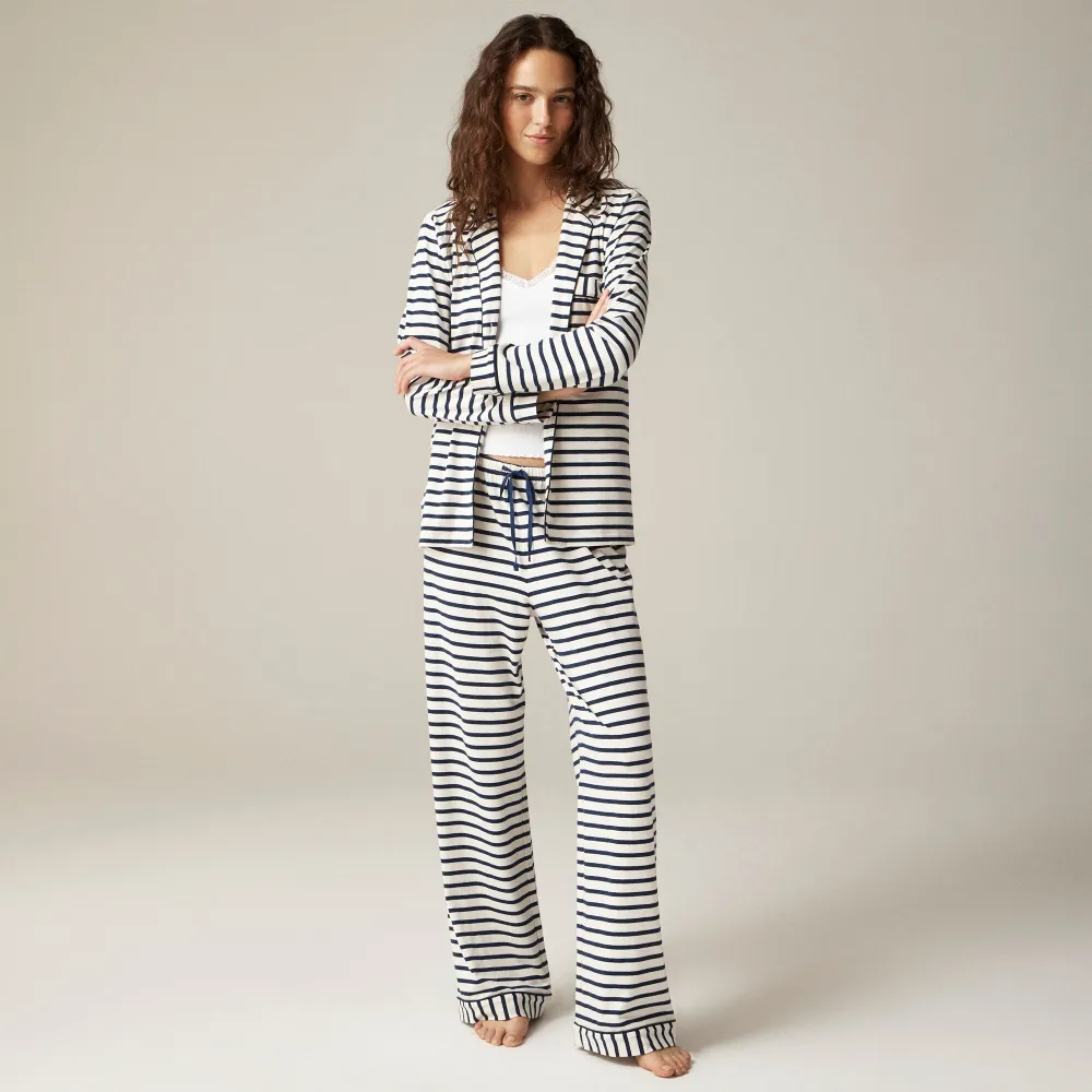 Dreamy cotton-blend pajama pant set in stripe
