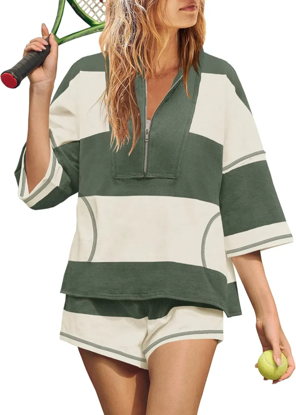 ✨Women's Summer Oversized Striped Shirt and Shorts Sets