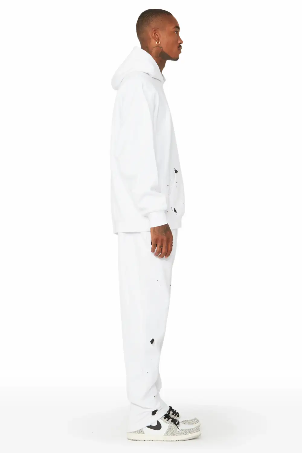 Raffer White Hoodie/Stacked Flare Track Set