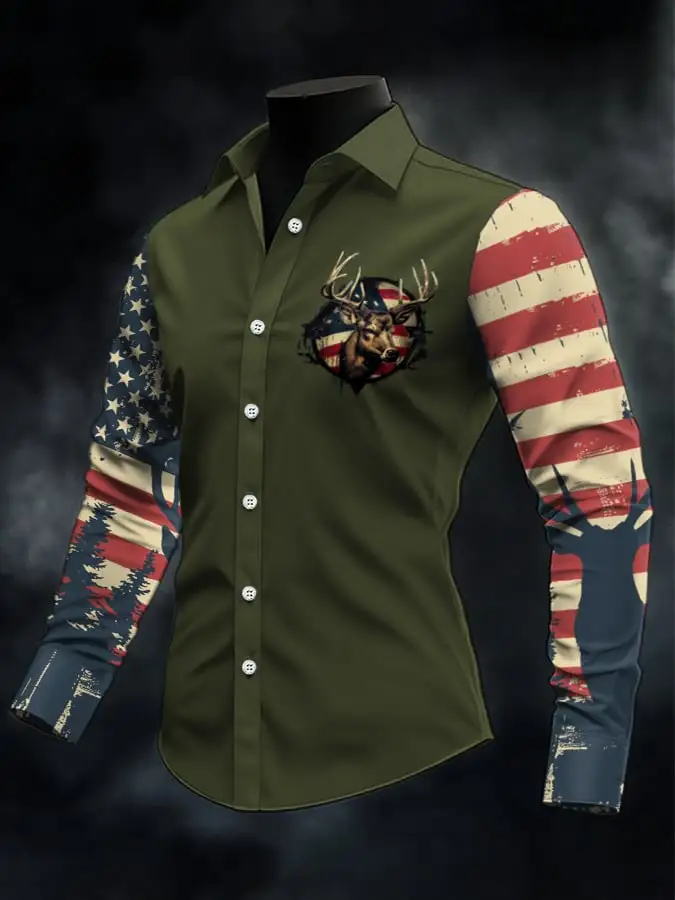 Men's Casual Western Style Contrast Color Shirt