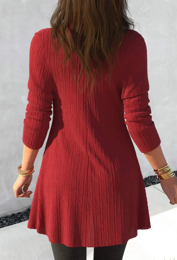 Wine Red Fake 2in1 Geometric Print T Shirt