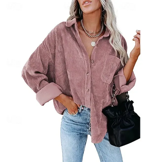 Women's Sherpa Jacket Comfortable Breathable Pocket Elegant Casual Plain Vacation Street Casual Daily Wear Single Breasted Regular Turndown Regular Fit Long Sleeve Outerwear White Pink Red Spring Fall