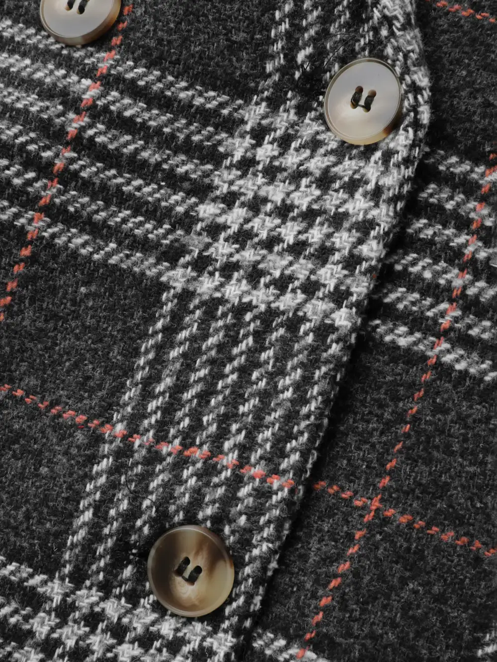 Textured Plaid Pattern Pockets Long Vest