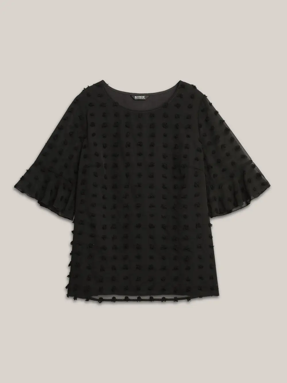 Chiffon Polka Dot Round Neck Shirt