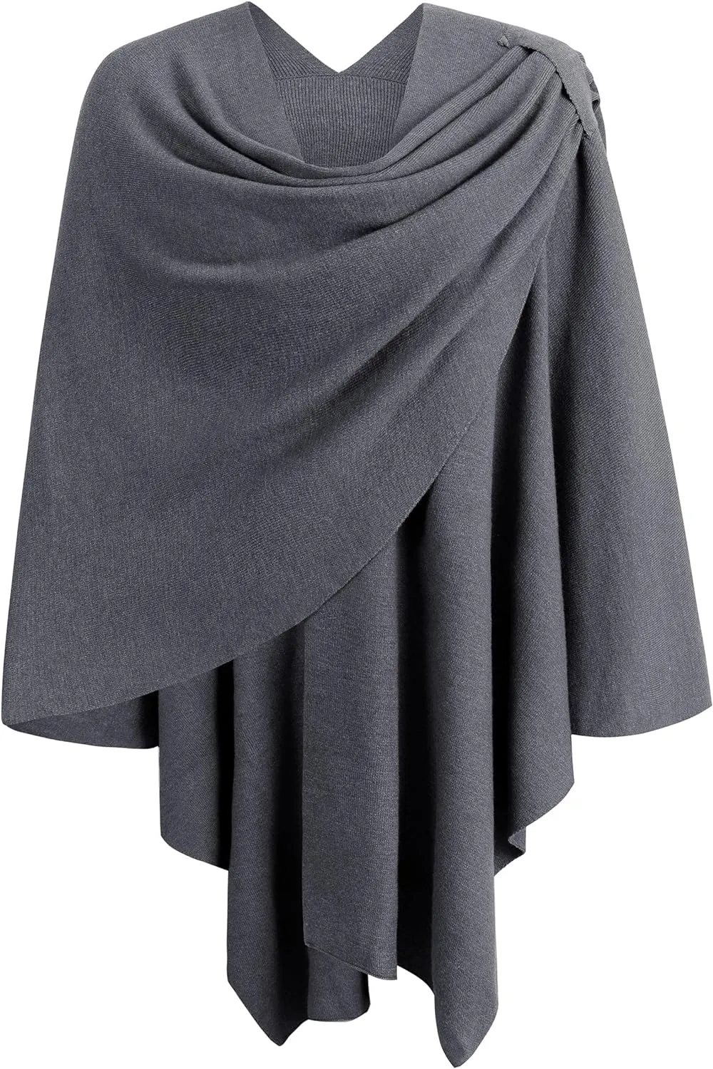 Womens Large Cross Front Poncho Sweater Wrap Topper Knitted Elegant Shawls Cape for Fall Winter