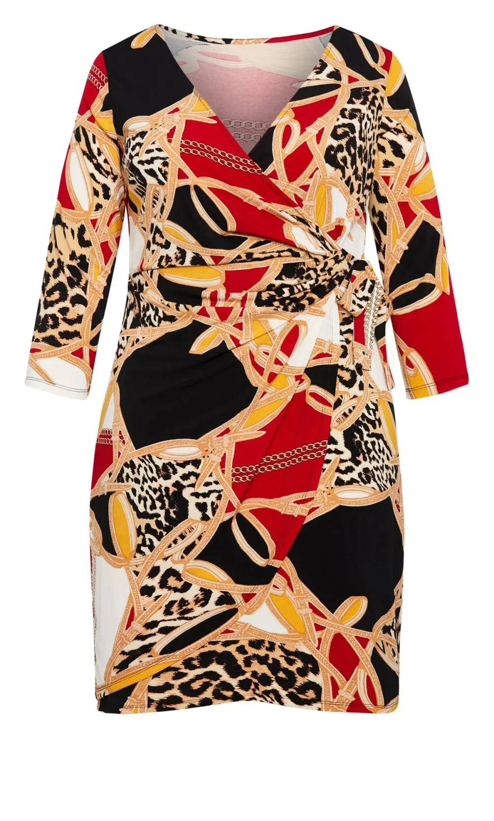 Evans Animal Chain Print Bodycon Wrap Dress