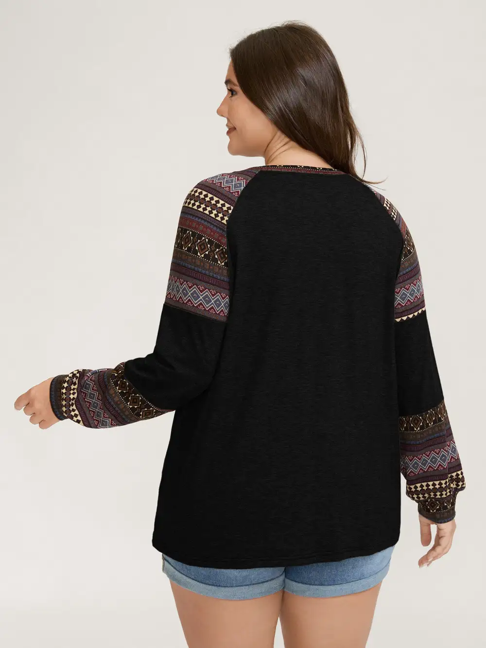 Supersoft Boho Stripes Spliced T-Shirt