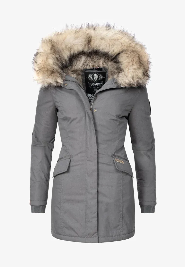 Plain  parka  coat black