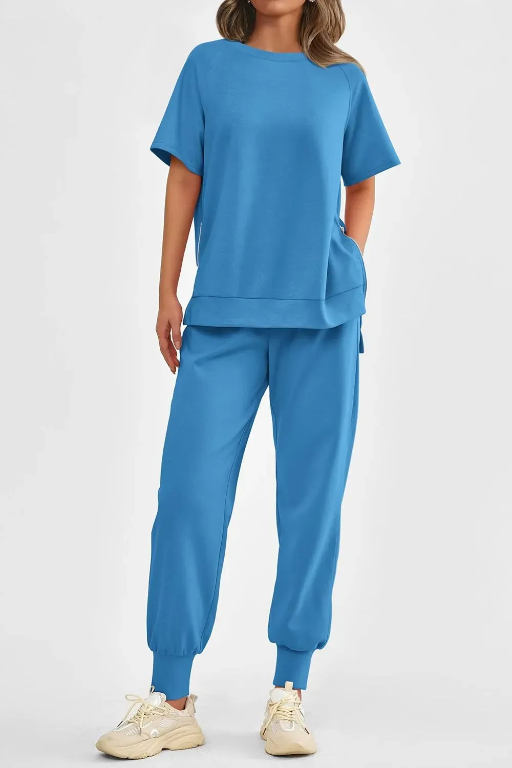 ✨Women's  2 Piece Outfit Tracksuits Casual Tops High Waisted Sweatpants Set