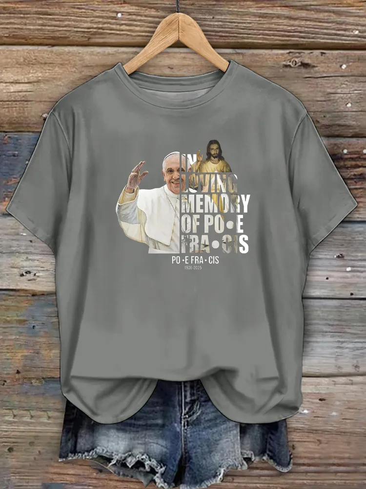 Women's In Loving Memory Of PF 1936-2025 Print Short Sleeve Round Neck Cotton T-Shirt