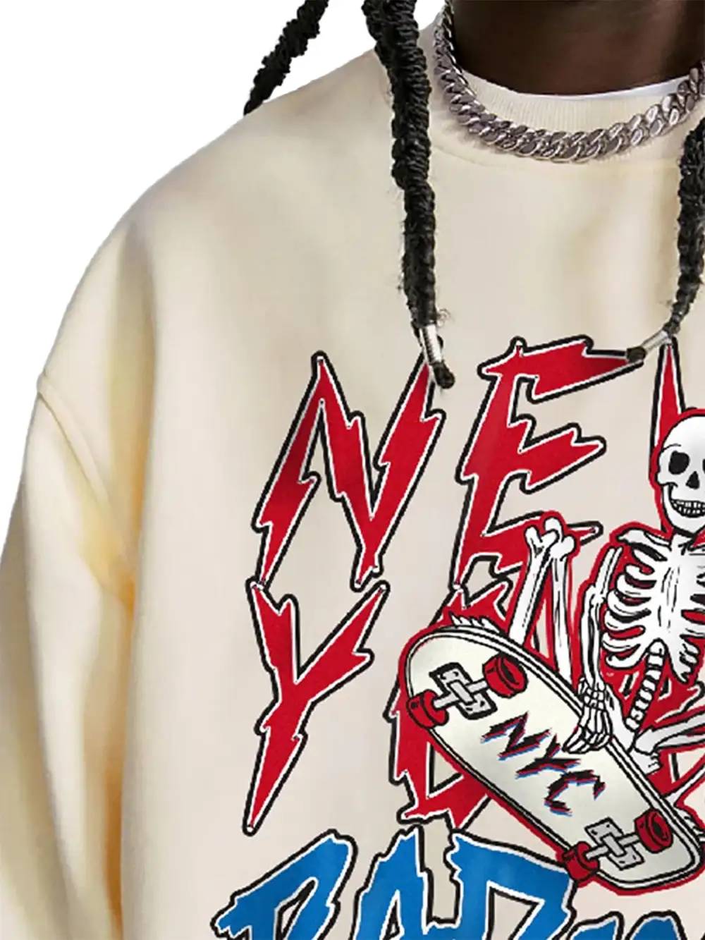 Skateboard Skull Pullover Crewneck Sweatshirt -1075