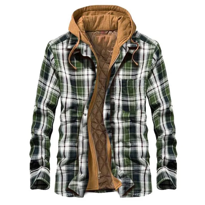 Mens Winter Plaid Thick Casual Jacket