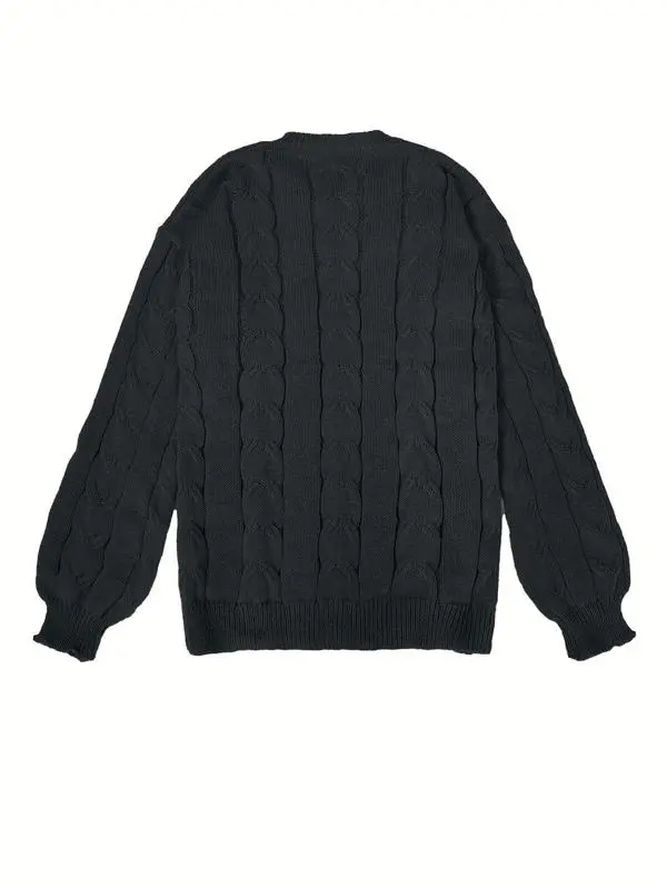 Women's Cable Knit Sweater & Pocket Skirt Set – Casual Long Sleeve Round Neck Jumper & Long Skirt for Fall