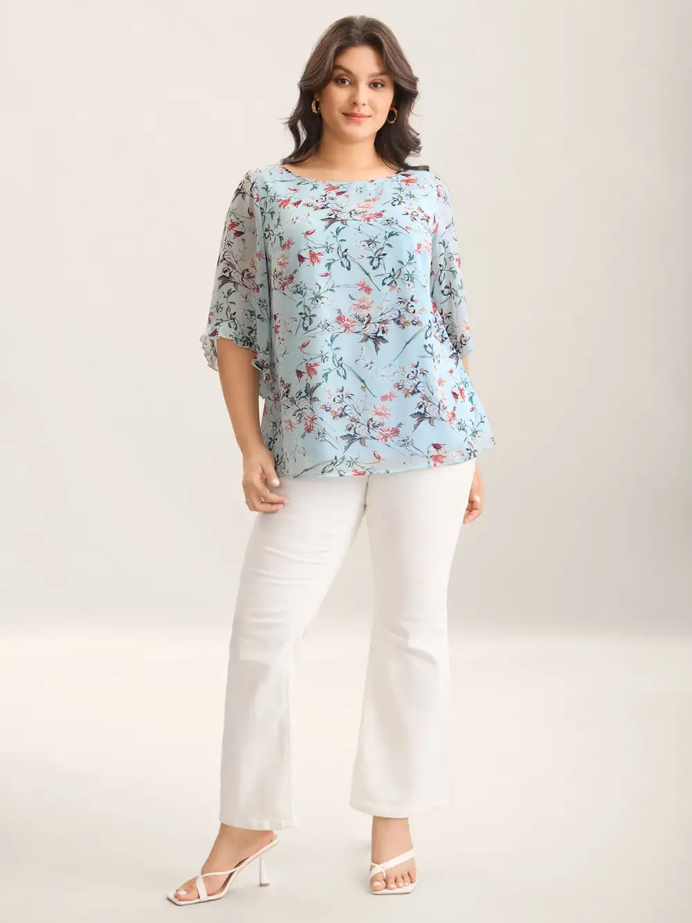 Chiffon Floral Print Flowy Blouse