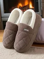 Women's Quilted Indoor Slippers with Faux Fur Lining – Warm Home Shoes for Winter and Cold Floors