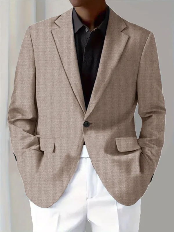Men's Casual Solid Notch Lapel One Button Blazer