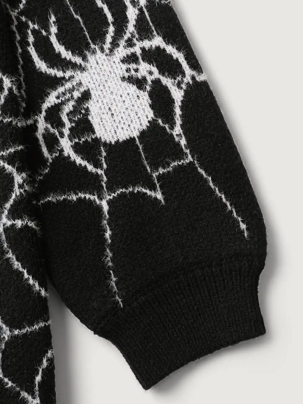 Spiderweb Jacquard Print Ribbed Pullover