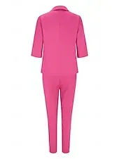 Women's Fashion Formal Blazer Suits Half Sleeve Solid Color Drawstring Work Business Dark Grey Black Dusty Rose Spring &  Fall Regular Fit